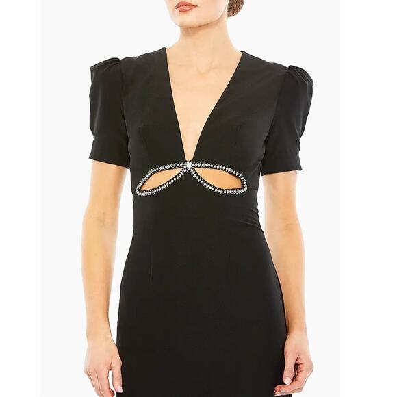 Ieena for Mac Duggal Rhinestone Cutout Sheath Gown Black #2630 Size 6 NWT - Picture 3 of 16